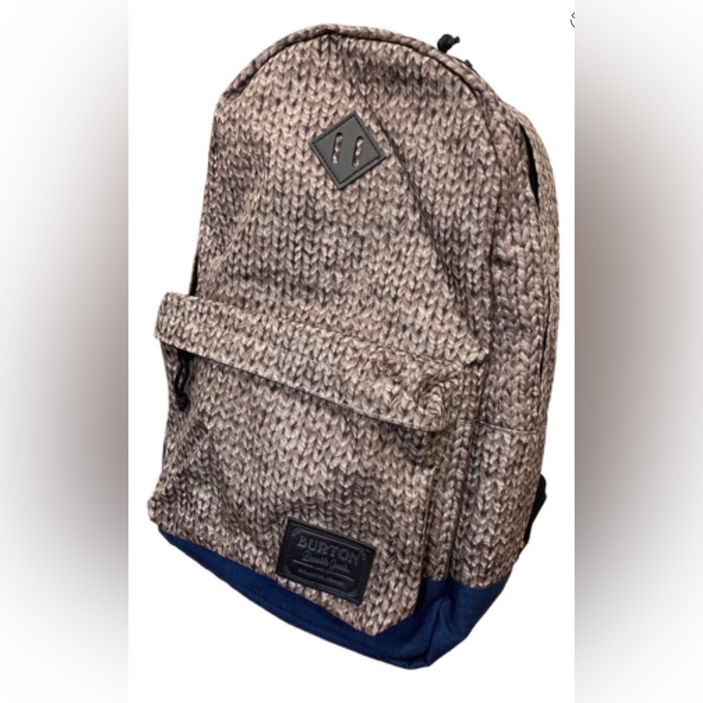 Burton Brown Knit-Effect Backpack with Blue Tweed Look Bottom